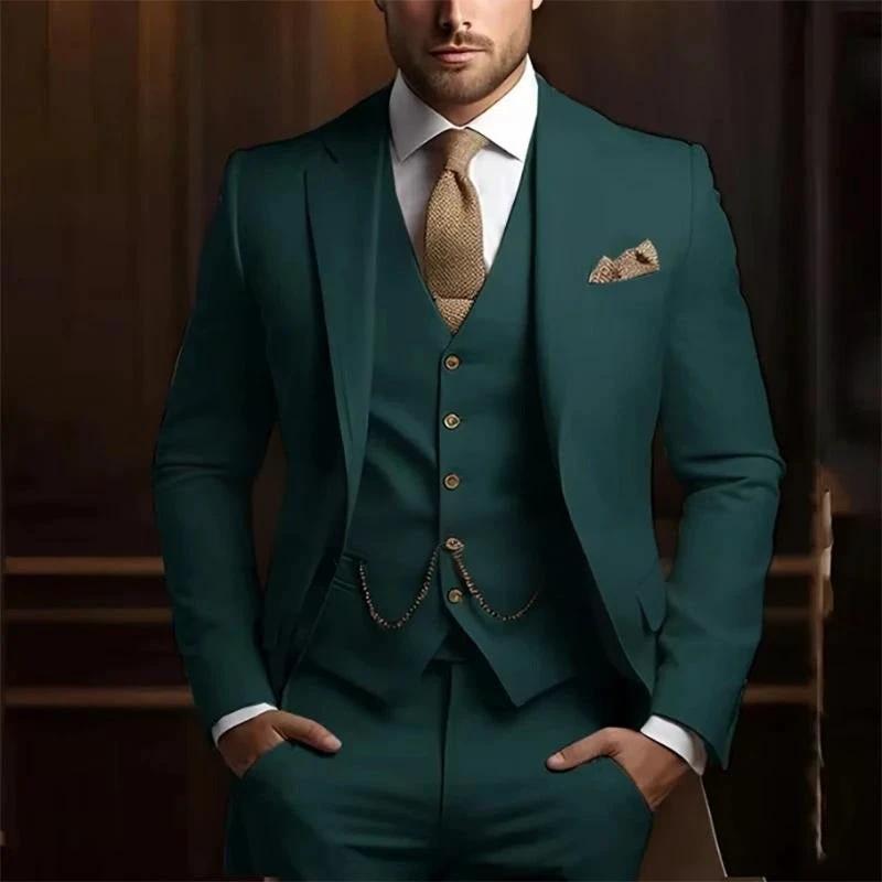 Men's High-grade Gentleman Temperament Slim Three-piece Suit