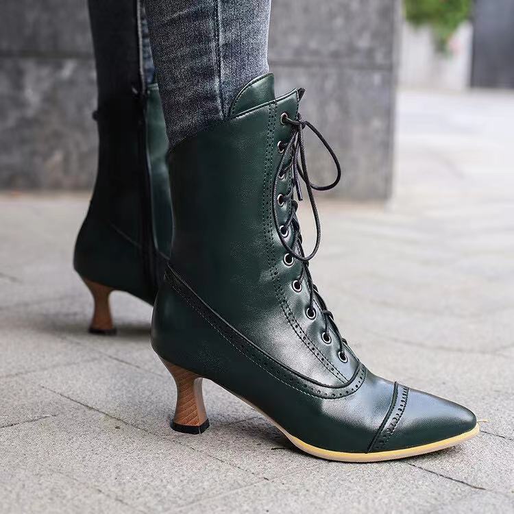 Botas Martin de Tacón Alto para Mujer – Estilo Británico, Moda Motera