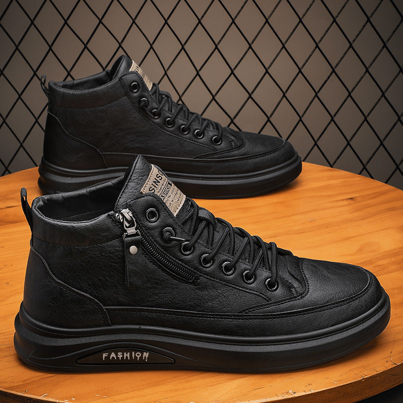 Zapatillas de skate para hombre negras de media caña, botas Martin impermeables de invierno