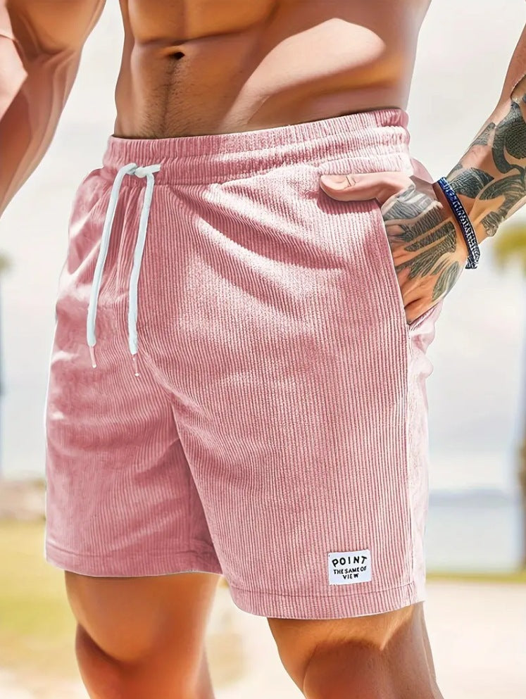 Pantalones cortos de cordón con cordones, pantalones cortos deportivos de pana para hombre, ropa de hombre