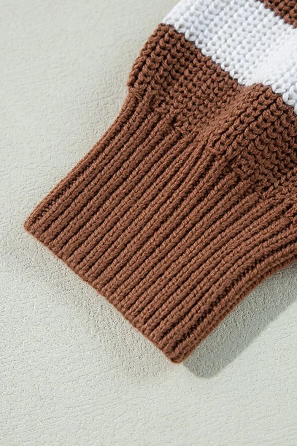 Cotton Blend Striped Sweater | Love Salve Brown