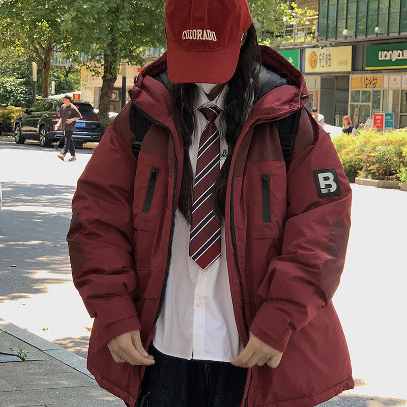 Korean Style Winter Couple Workwear Cotton-padded Jacket Loose Hooded Fashion Casual