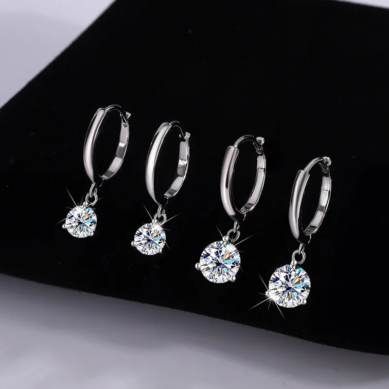 2ct Moissanite Drop Earrings 925 Sterling Silver Bridal Wedding