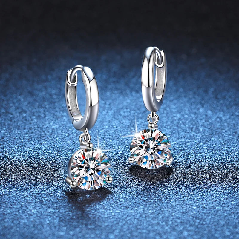 2ct Moissanite Drop Earrings 925 Sterling Silver Bridal Wedding
