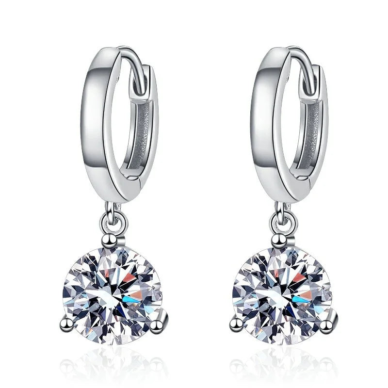 2ct Moissanite Drop Earrings 925 Sterling Silver Bridal Wedding