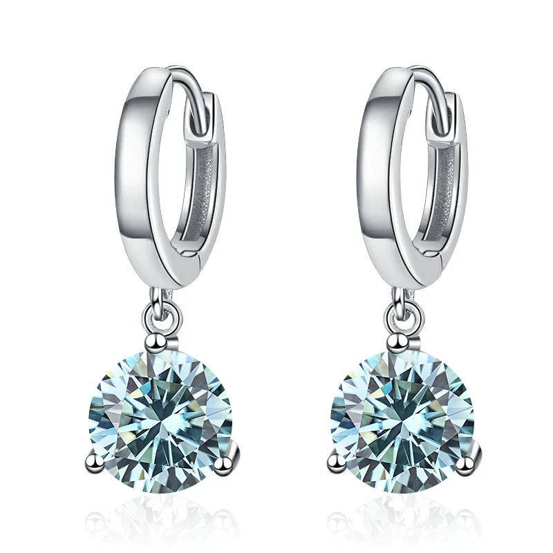 2ct Moissanite Drop Earrings 925 Sterling Silver Bridal Wedding
