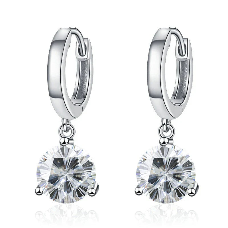 2ct Moissanite Drop Earrings 925 Sterling Silver Bridal Wedding