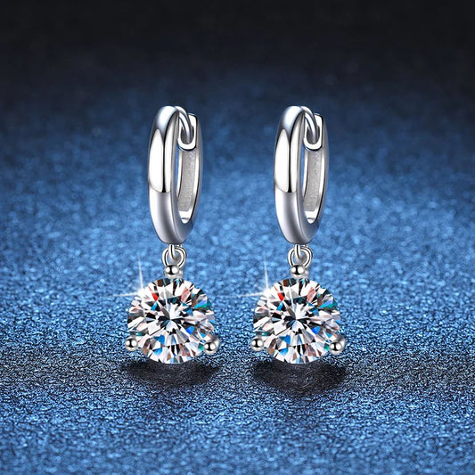 2ct Moissanite Drop Earrings 925 Sterling Silver Bridal Wedding