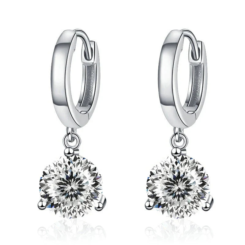 2ct Moissanite Drop Earrings 925 Sterling Silver Bridal Wedding