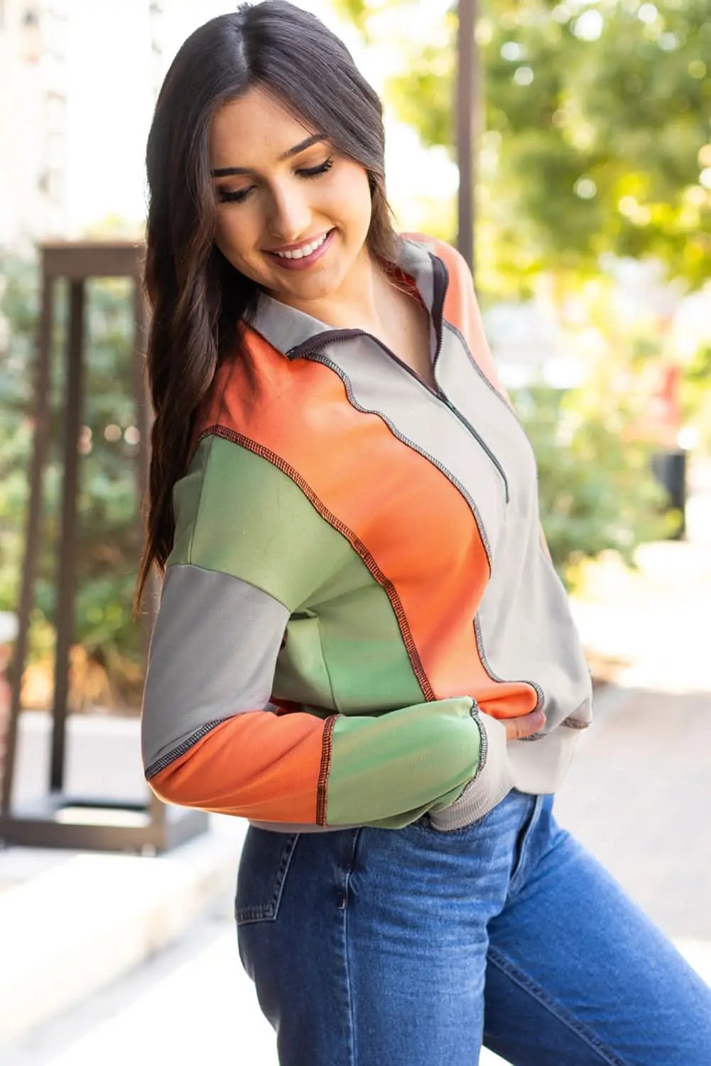 Love Salve Colorblock Half Zip Sweatshirt — Cozy Fit Women's