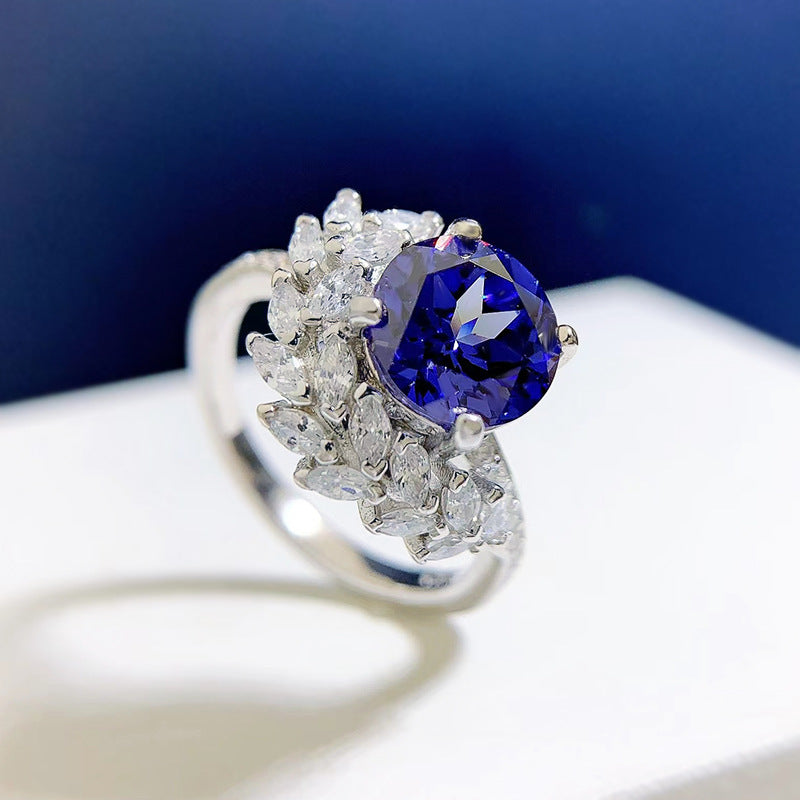 S925 Silver Round Rhinestone Ring
