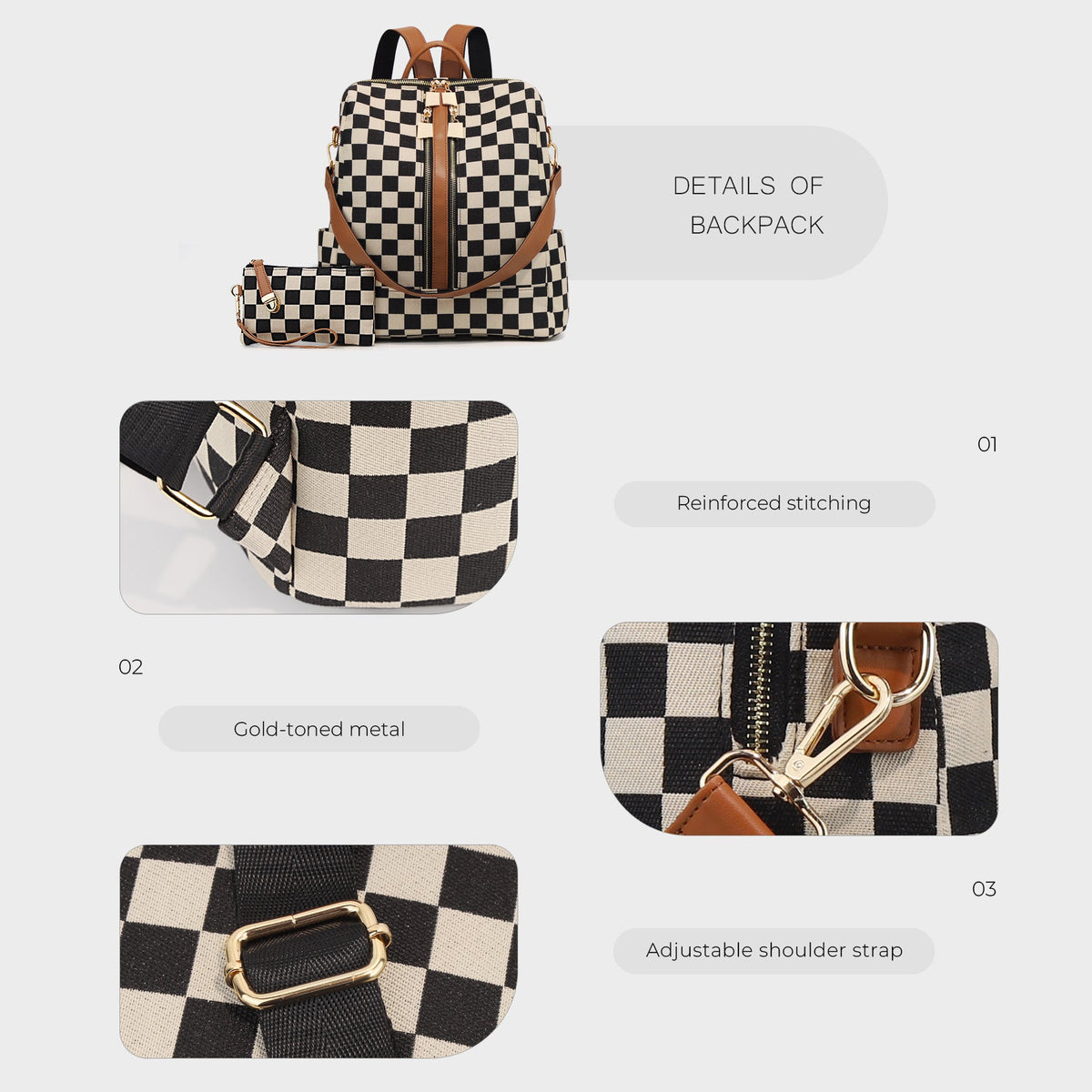Checkered Backpack High-Capacity Womens Bag Moms Travel Backpack For Women