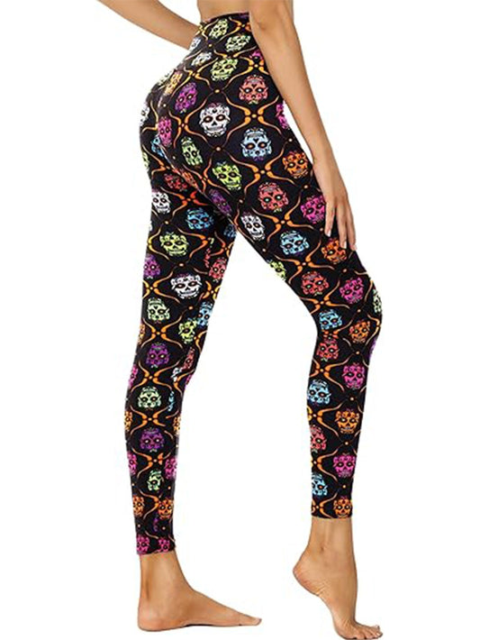 Leggings capri de tiro alto con estampado de calaveras