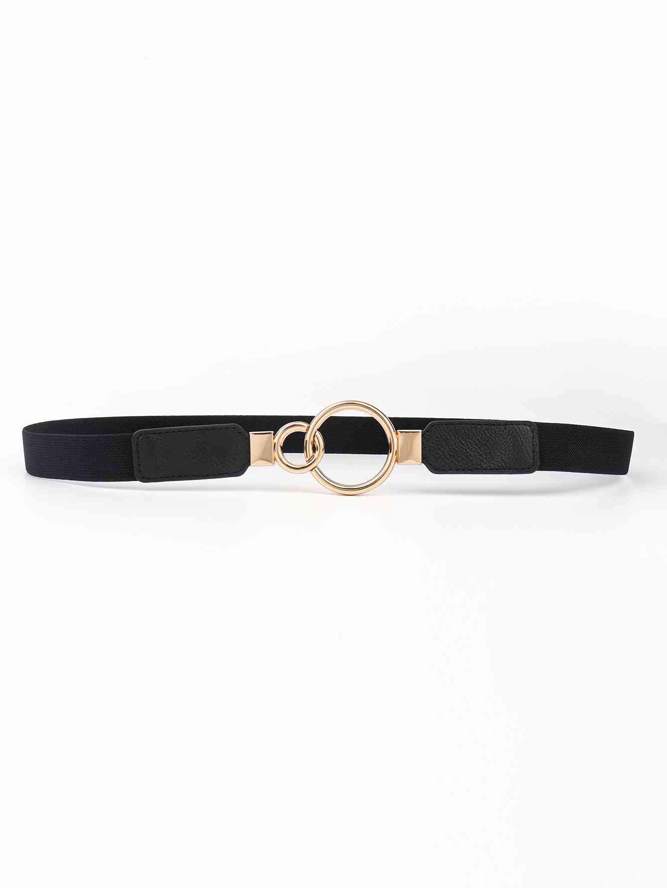 ElegantStyle Double Ring Buckle Elastic PU Belt – Adjustable Comfort Fit See size chart under “more details”