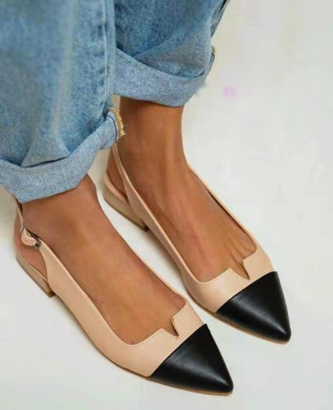 Women's Pointed-Toe Color Block Low-Heel Flats