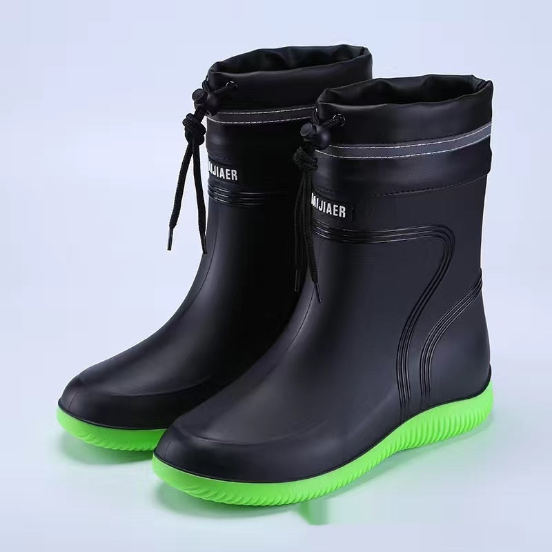 Cotton-padded Warm-keeping Fixed Velvet Rain Boots For Men And Women