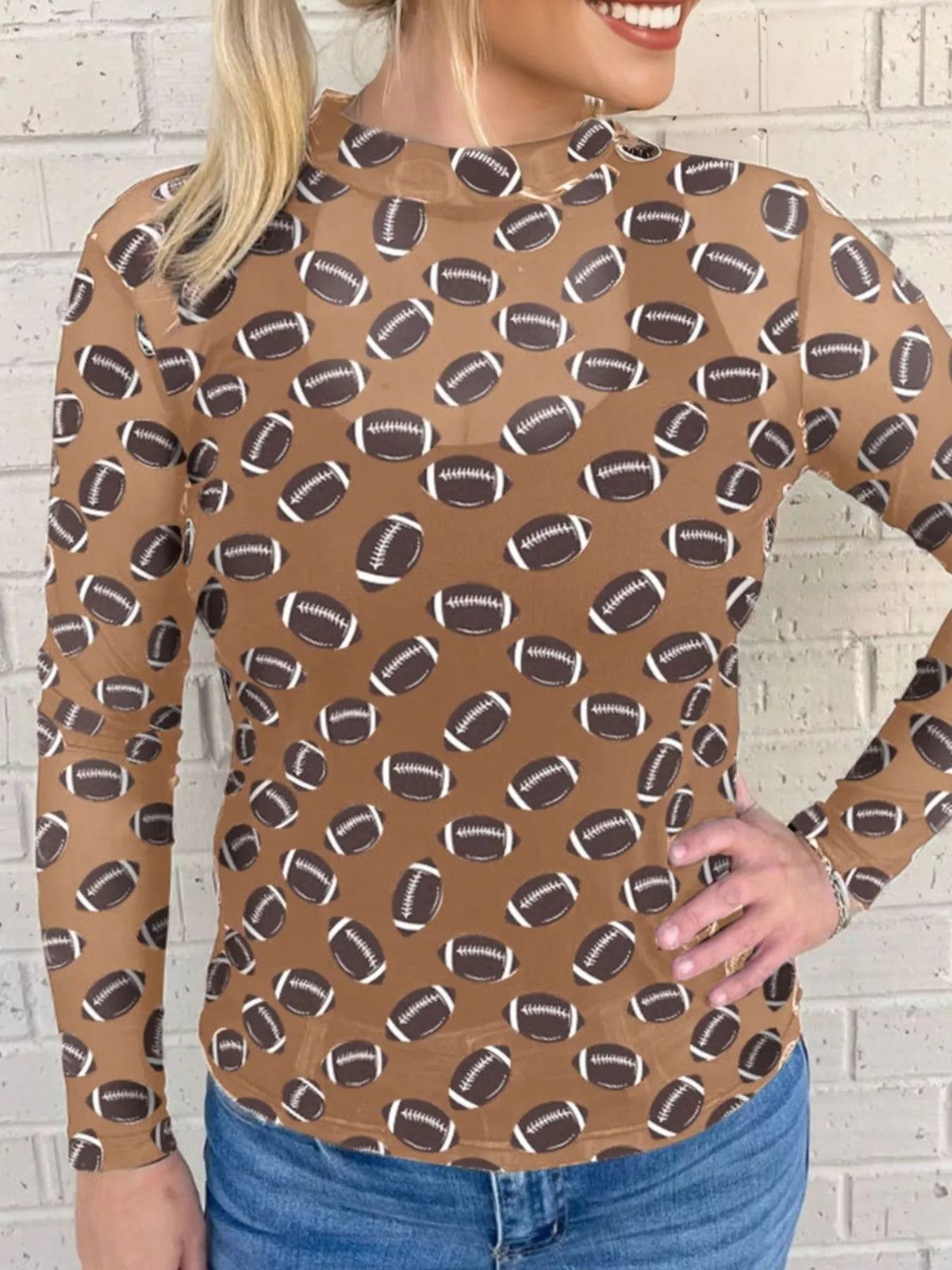 Game Day Mesh Sheer Long Sleeve Top
