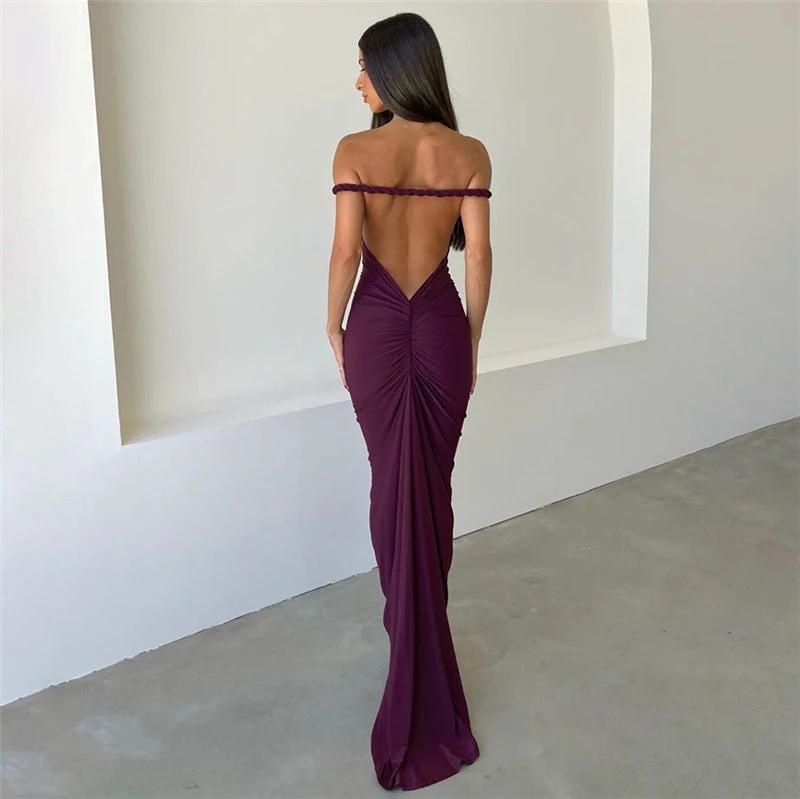Halter Backless Pleating Sheath Dress