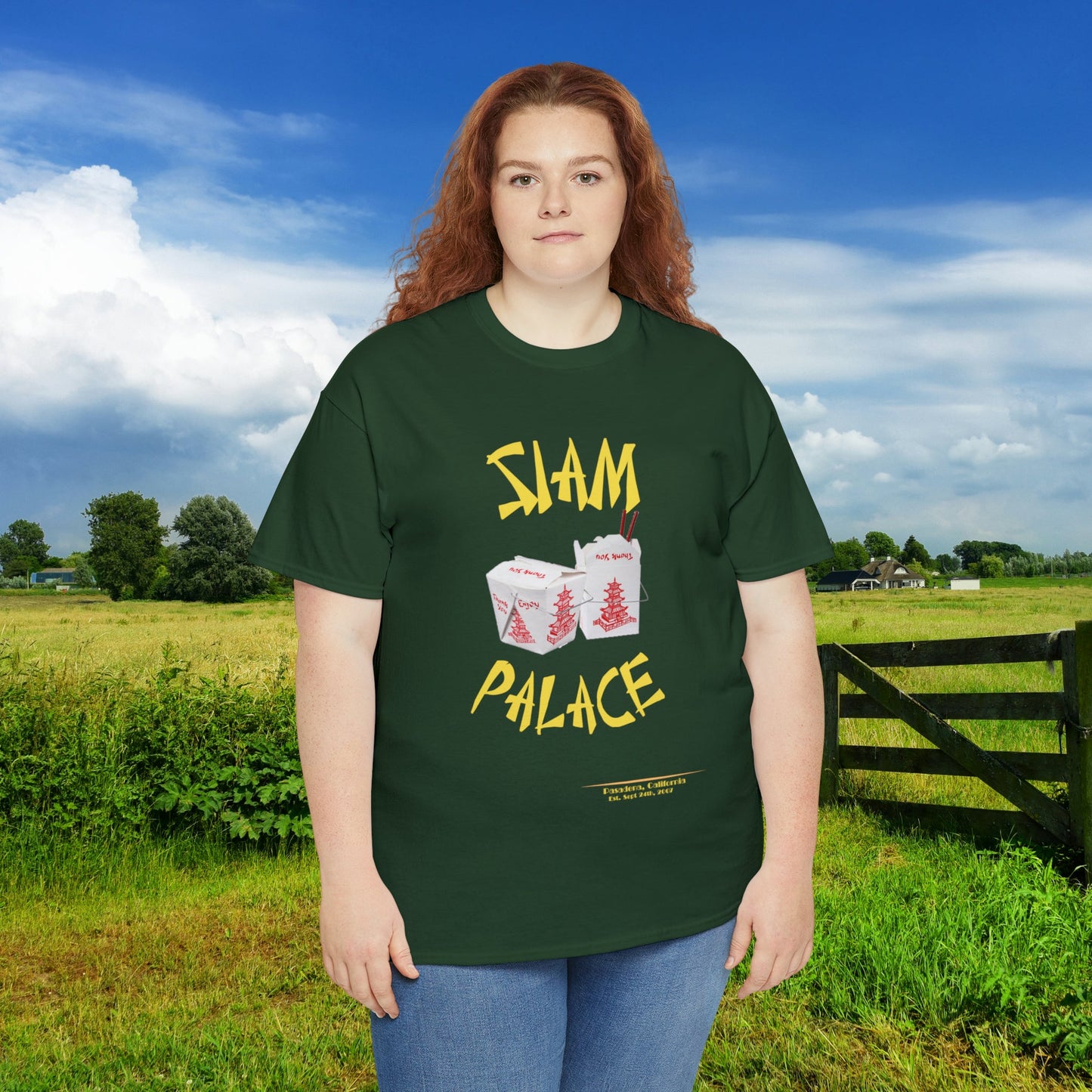 "DirkyThreadz Siam Palace T-Shirt - Bold Takeout Graphic Design in Black Cotton"
