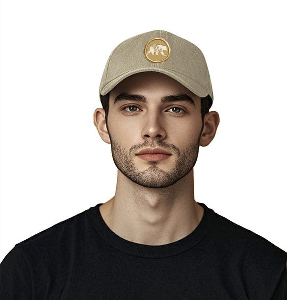 Papa Bear Gold Seal Cotton Vintage Washed Denim Baseball Cap