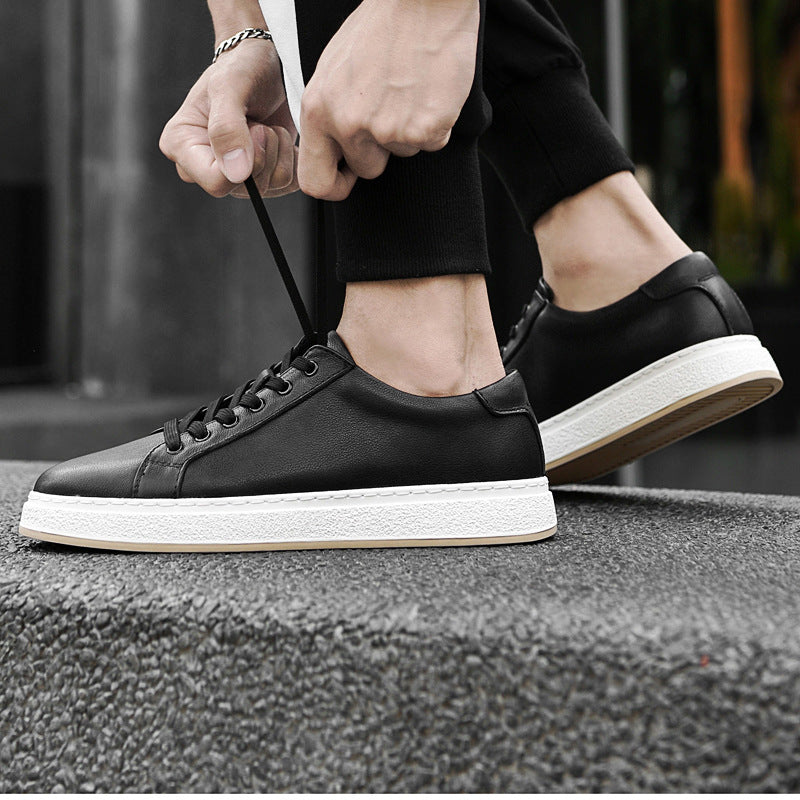 Men's Business Genuine Leather Lace-up Platform Sneakers