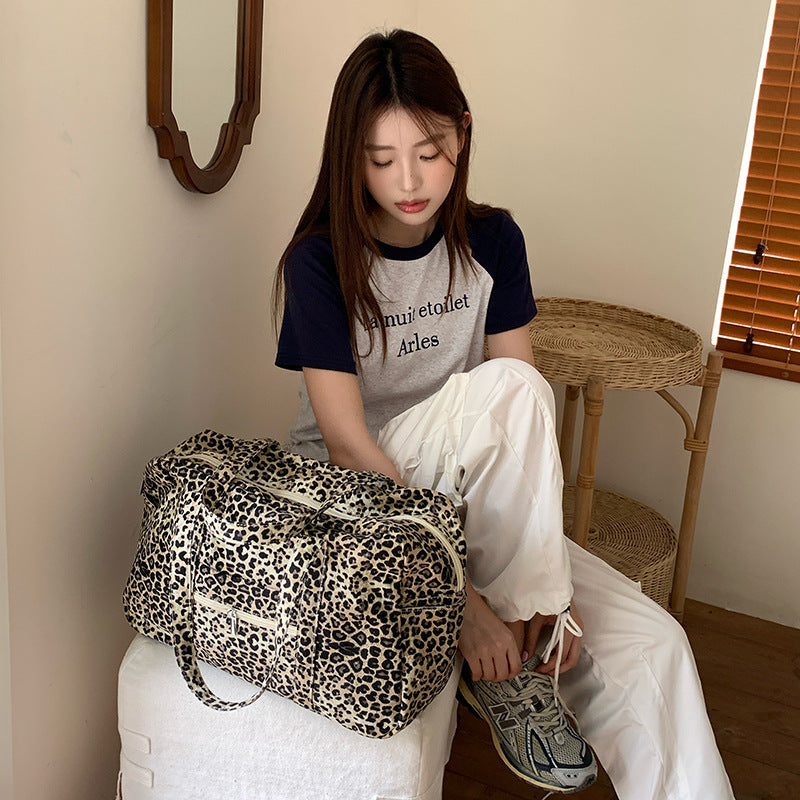Women's Niche Leopard-Print Canvas Shoulder Bag