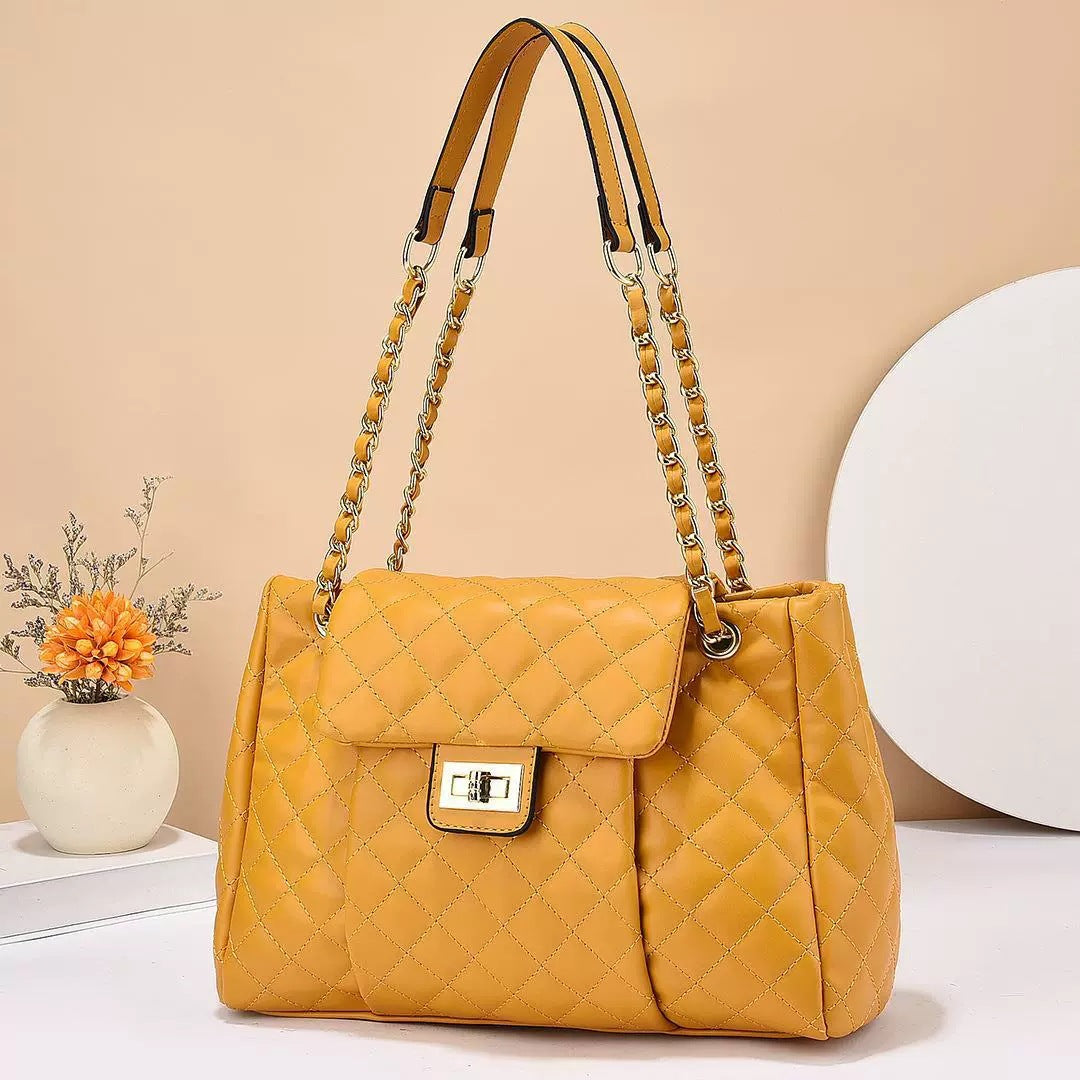 Women's Rhombus Quilted Chain Shoulder Travel Bag