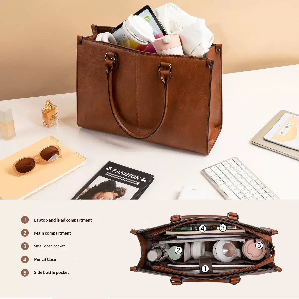 Laptop and Lunch Compartment Crossbody Bag