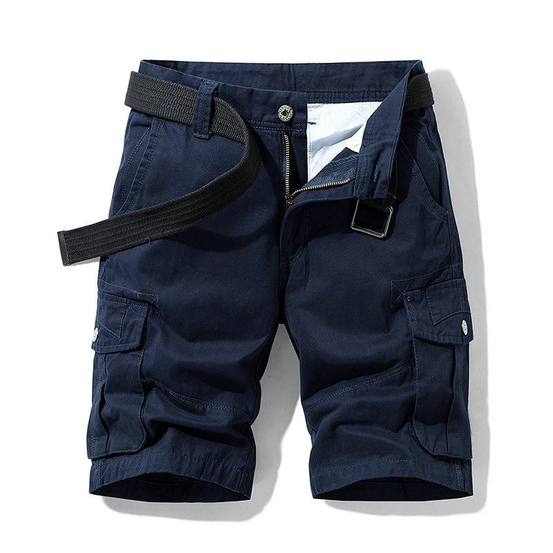 Men's Cotton Shorts Retro Multi-pocket Straight Casual Shorts