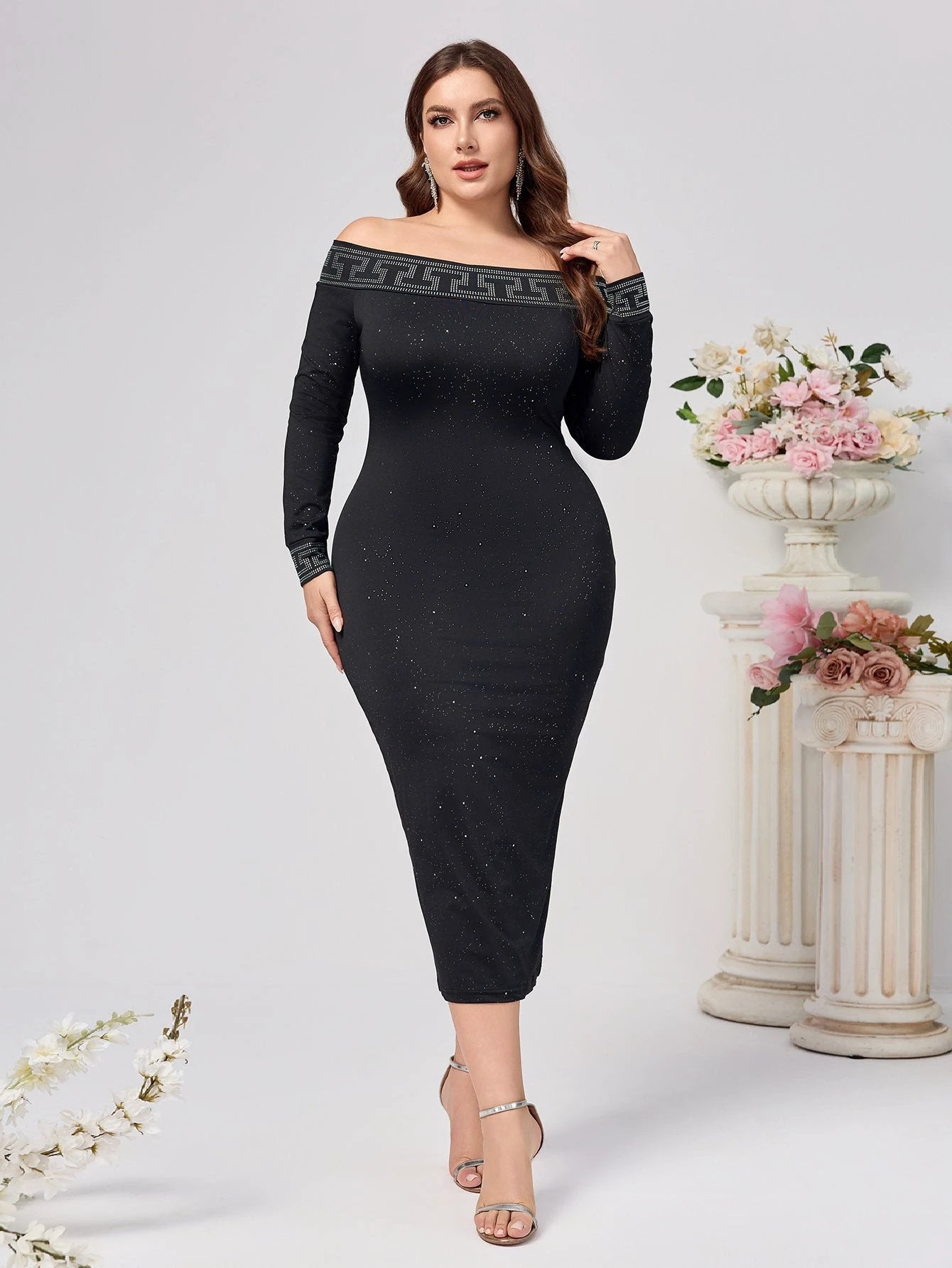 Autumn And Winter Long Sleeve Slim-fit Sequined Dress