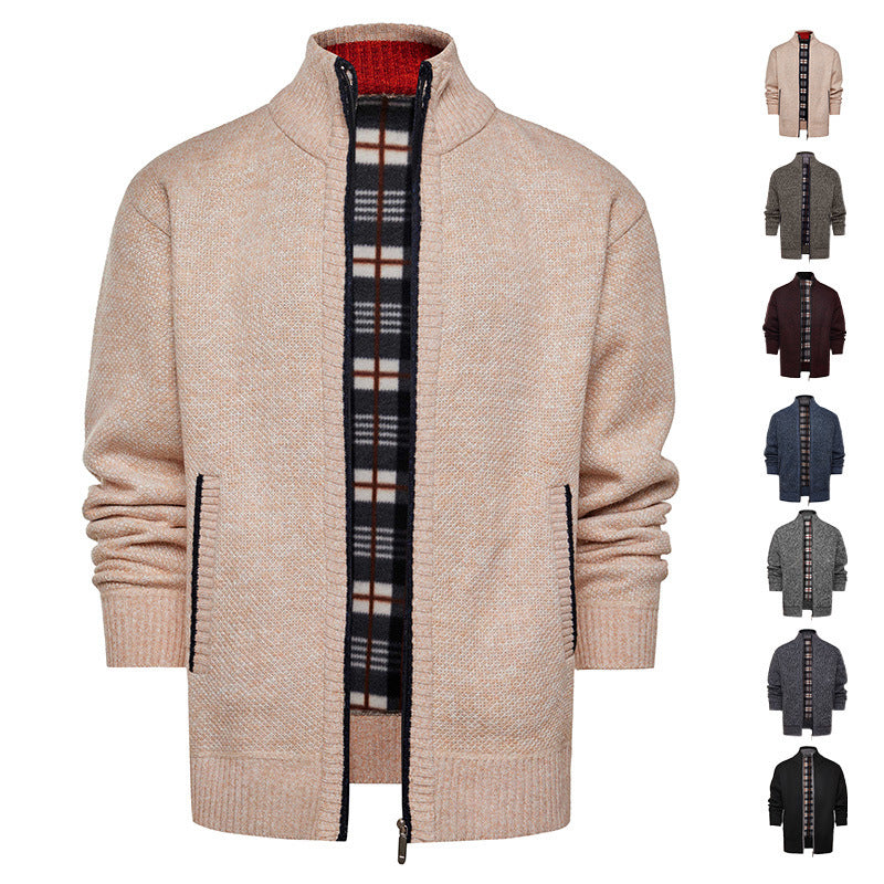 Wholesale Amazon 25 Cross-border Amazon Autumn And Winter Men's High Collar Velvet Thick Sweater Trend Slim Casual Wool