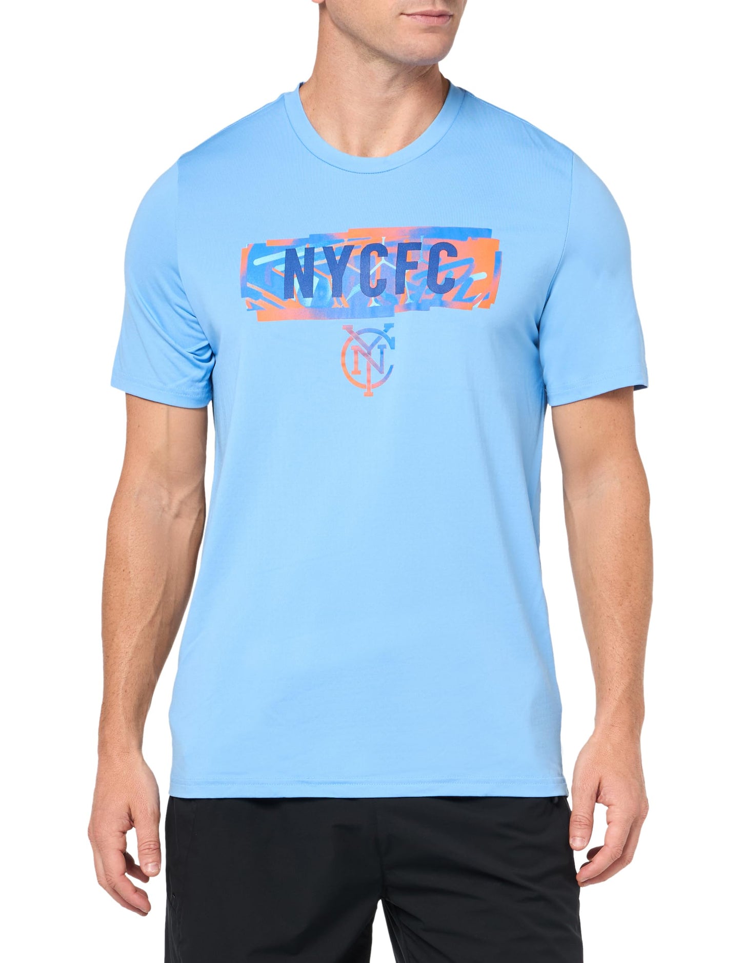 adidas Mens Size Short Sleeve Pre-Game T-Shirt Bahia Light Blue/New York City Fc XX-Large Tall