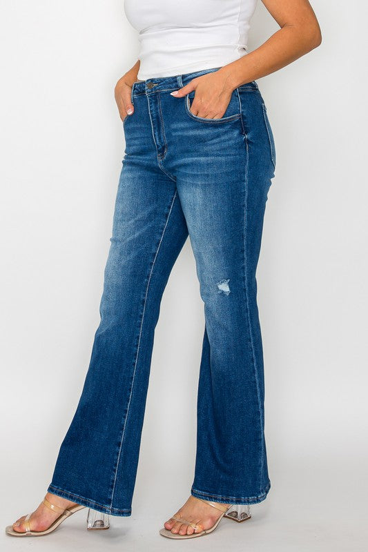 bytos Jeans Acampanados de Tiro Alto con Bolsillos