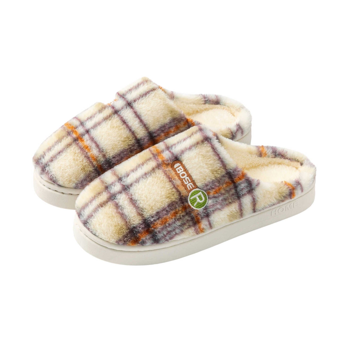 Women's Home Plush Warm Non-slip Plaid Cotton Shoes See size chart under “more details”