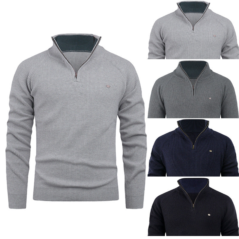 Autumn And Winter Men's Vertical Rib-Knit Sweater