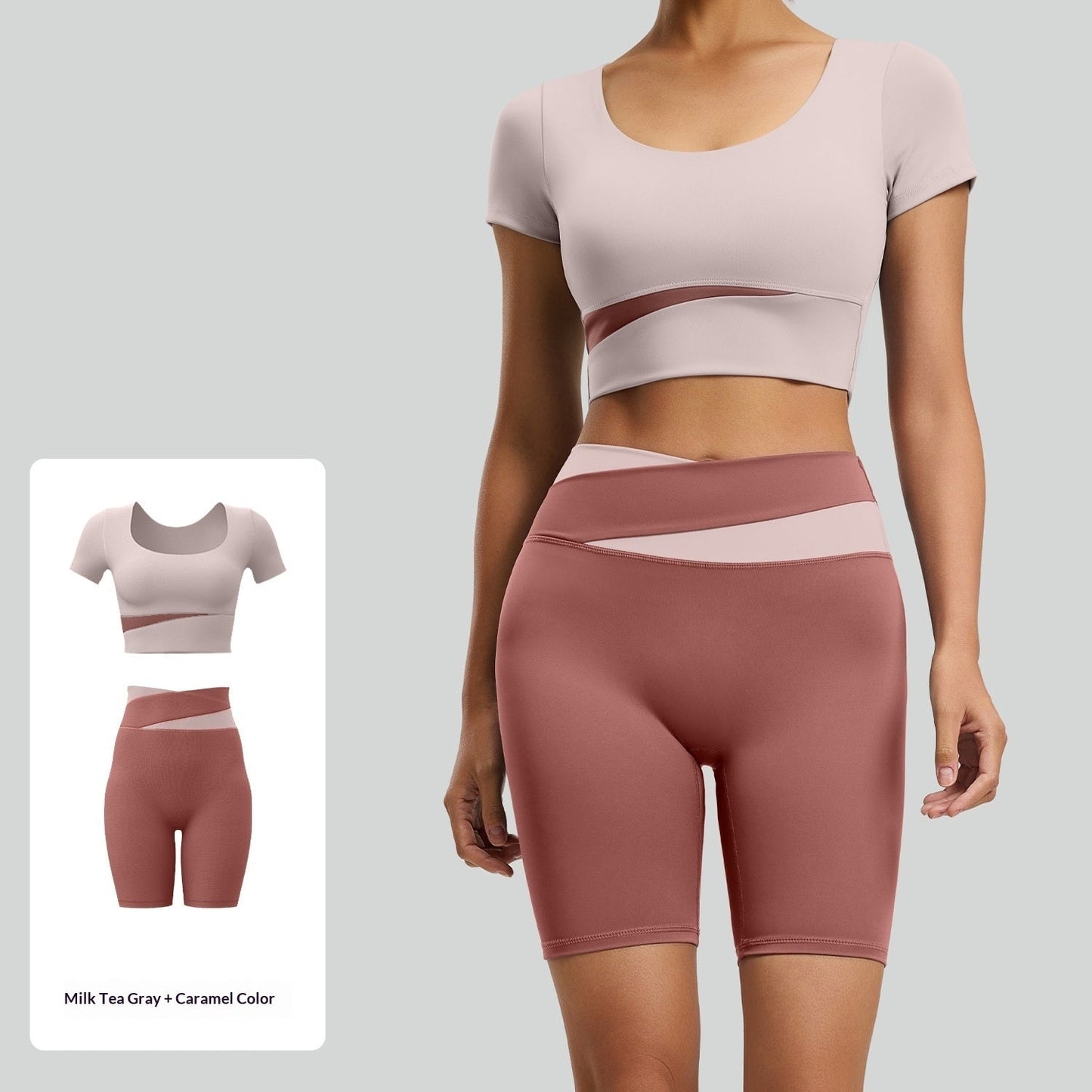 Color-block Yoga Outfit Set For Women Figure-flattering And Slimming