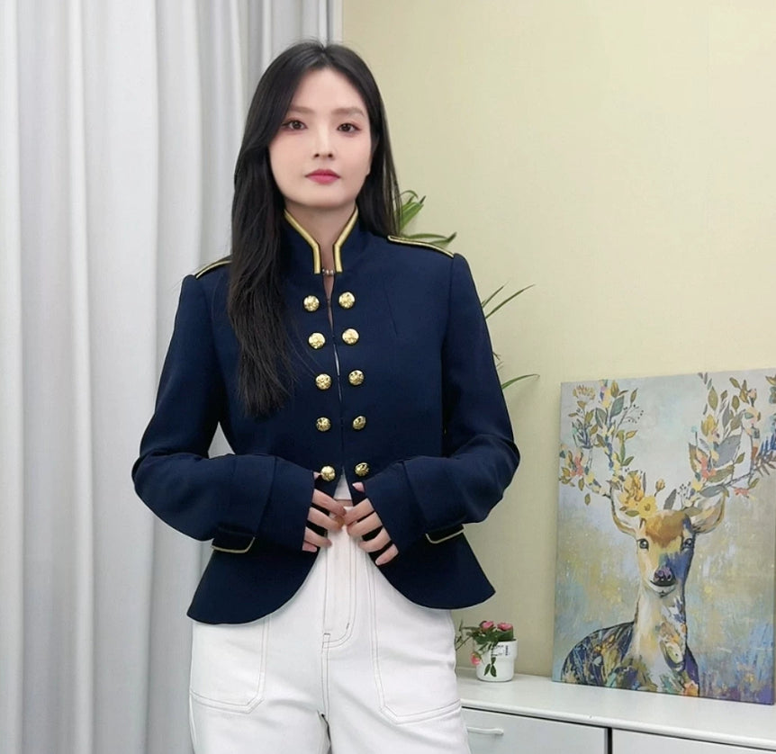 Pure-tail Gilded Double-breasted Epaulette Lightweight Coat