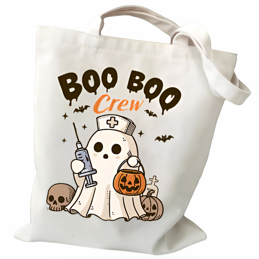Women's Handbags Spooky Ghost Halloween Gift Canvas Shopping Bag Pumpkin Cute Ghost Halloween Tote Bags Retro Skeleton Handbags