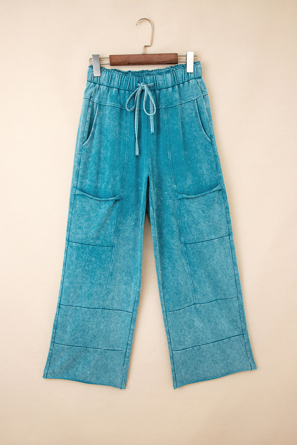 Pantalones de cintura alta con nudo y dobladillo sin rematar Wild Ginger Mineral Wash
