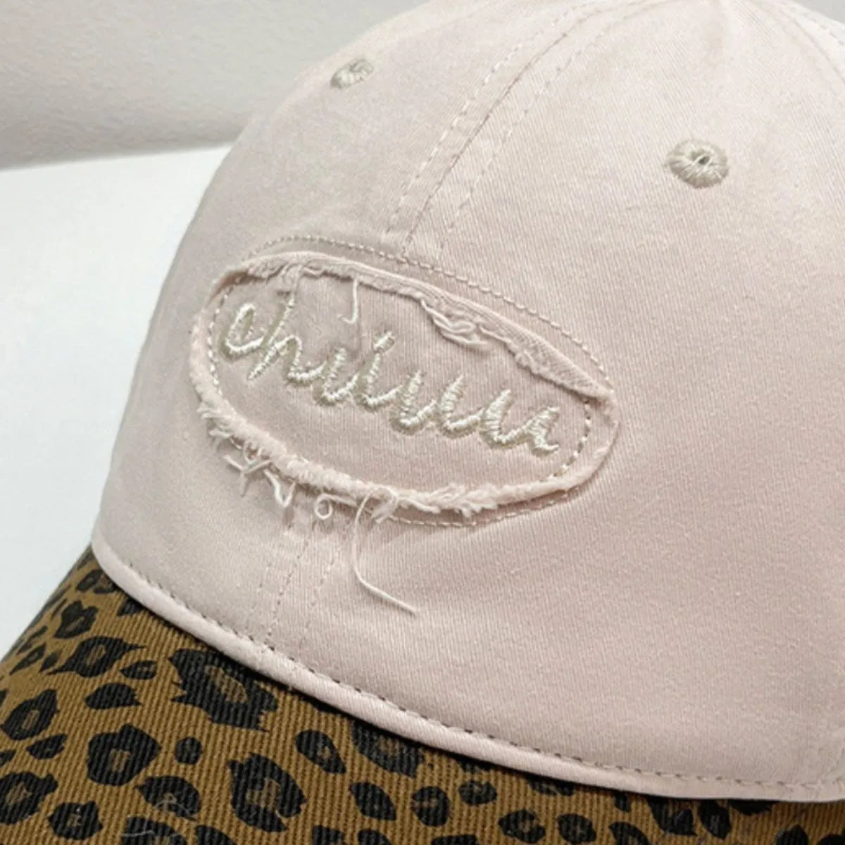 Leopard Print Baseball Cap with Embroidered Letter