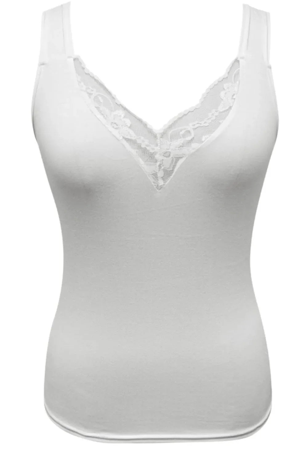 Camiseta de tirantes con cuello de pico y encaje de talla grande