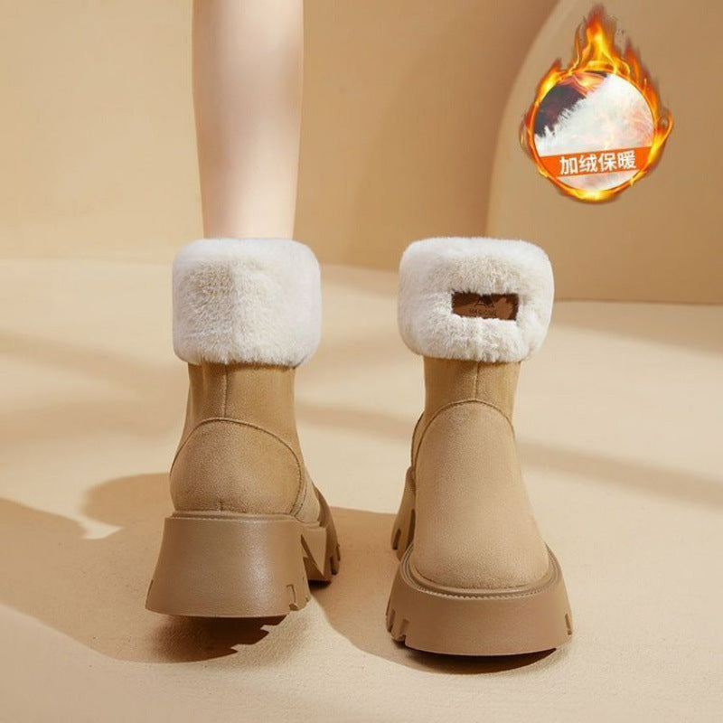 Women's Fleece-Lined Platform Cotton Shoes