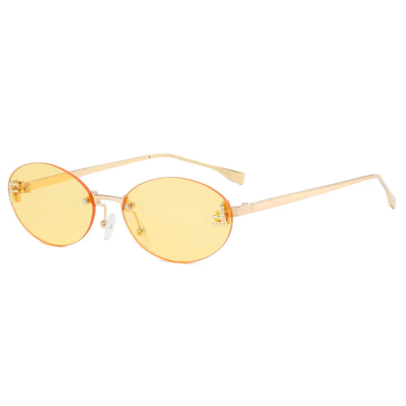 Trendy Women's Oval Metal Sunglasses by F Brand