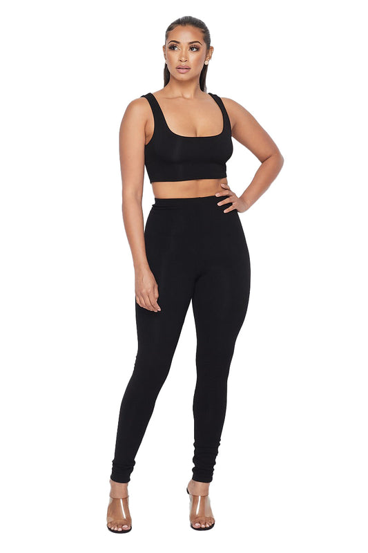 Conjunto de top corto y leggings de 2 piezas