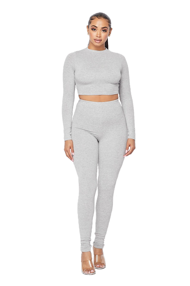 Conjunto de 2 piezas de top corto y leggings
