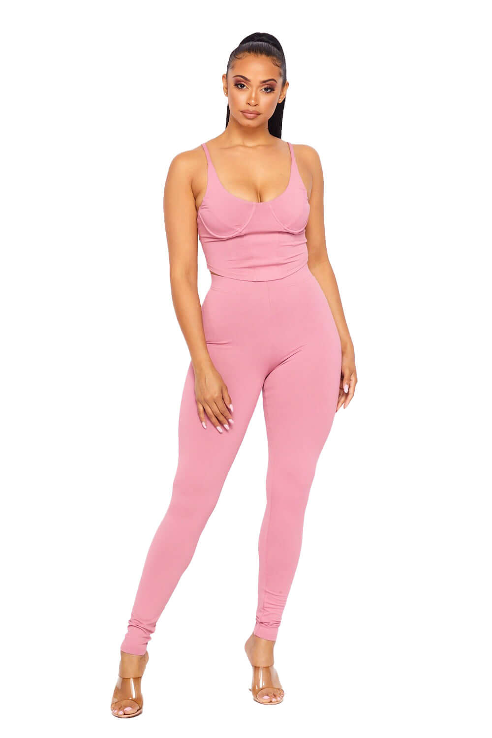 Conjunto de 2 piezas de leggings y camiseta de tirantes