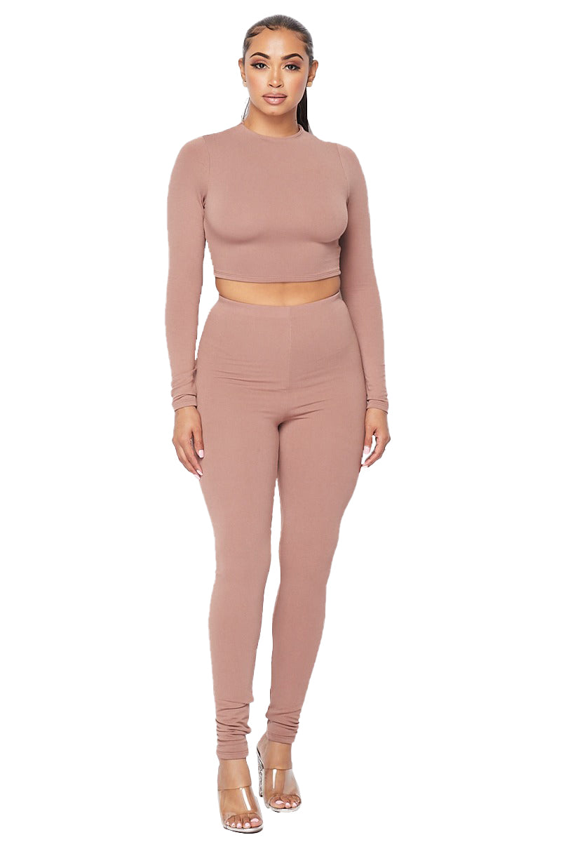 Conjunto de 2 piezas de top corto y leggings