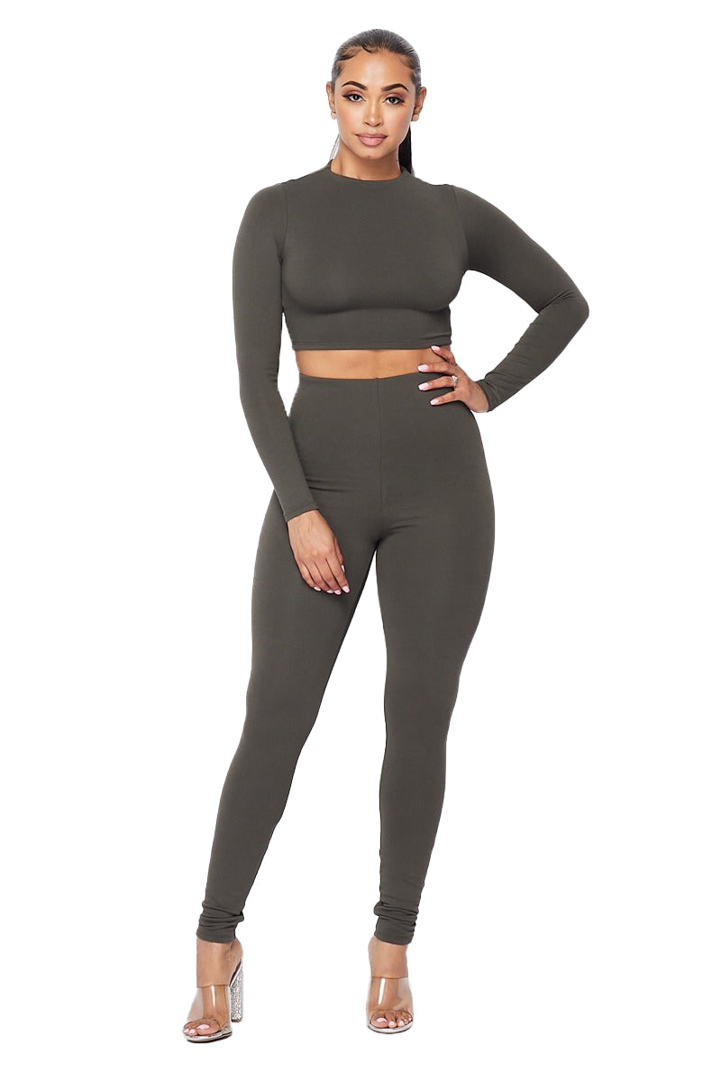 Conjunto de 2 piezas de top corto y leggings