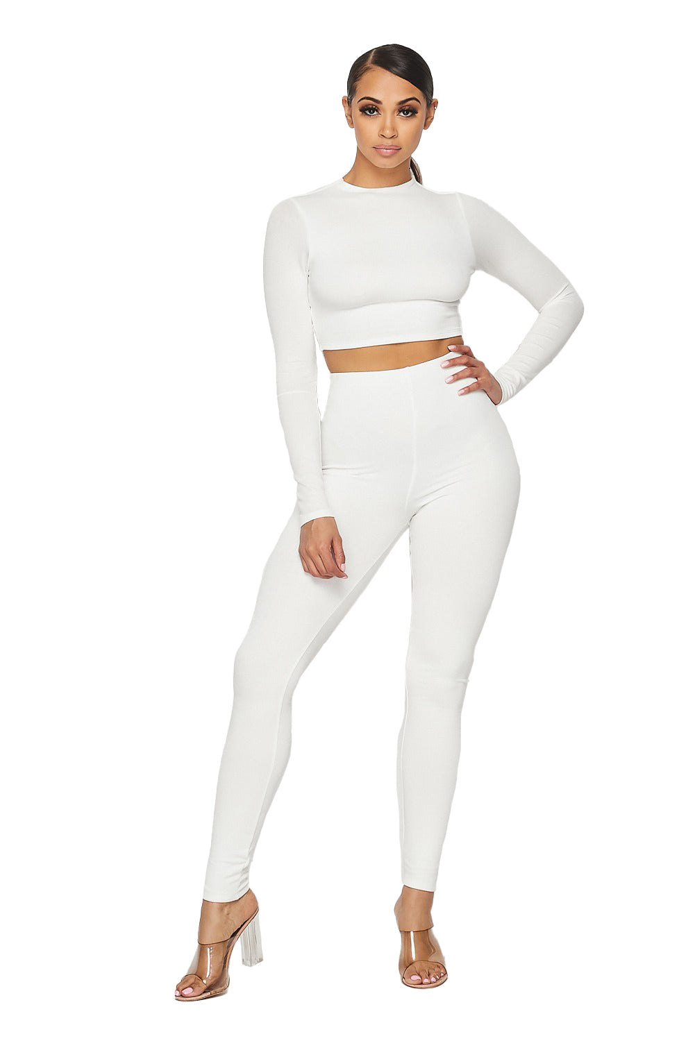 Conjunto de 2 piezas de top corto y leggings