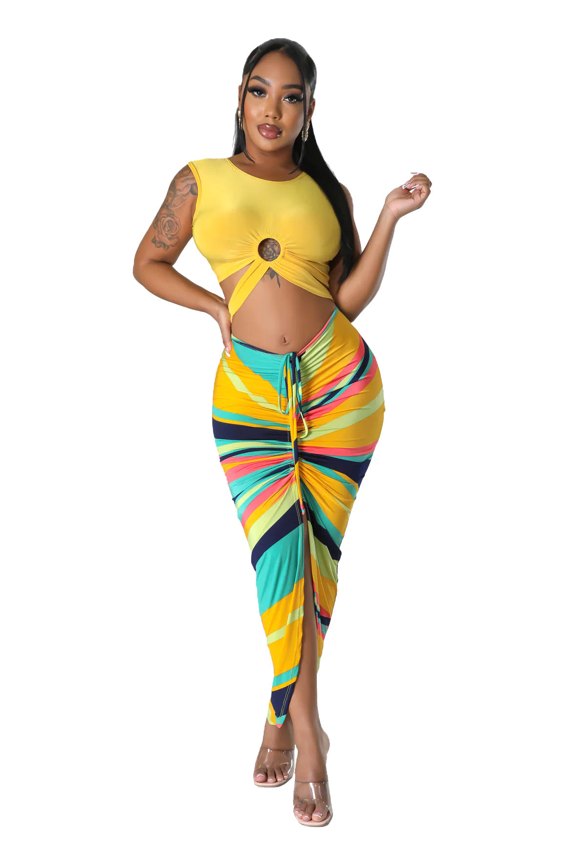 Conjunto de 2 piezas de falda y top corto